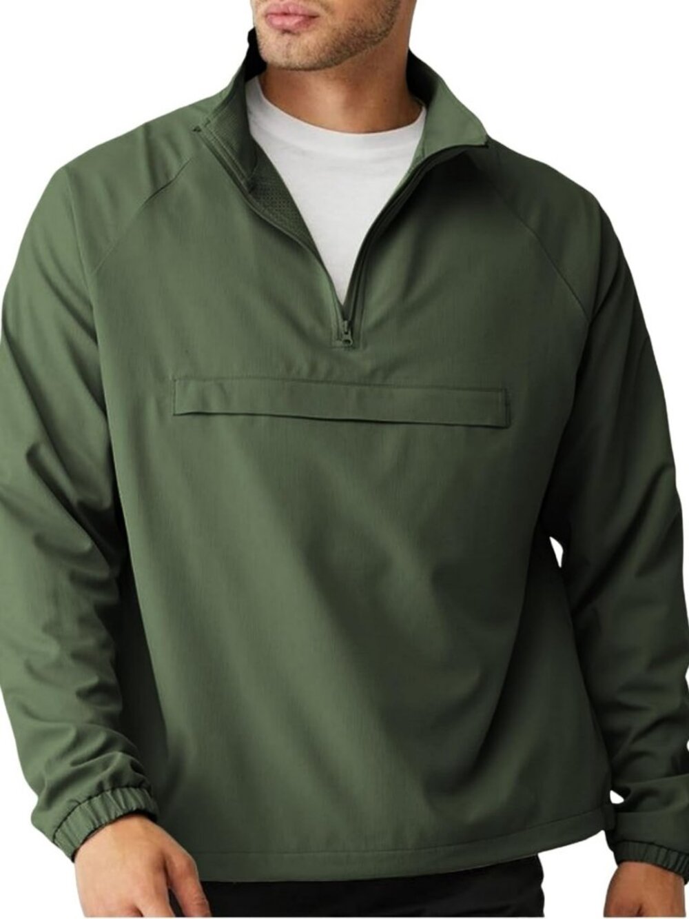 Men's Water-Resistant Quarter Zip Pullover Windbreaker Jacket with Pockets